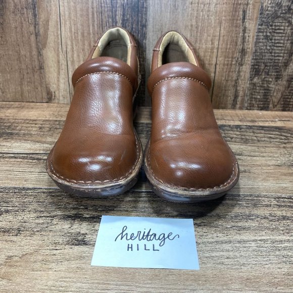 BOC Born Concept Peggy Brown Leather Comfort Slip On Clogs - Womens Size 7 M - Picture 2 of 11